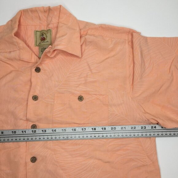 Joe Marlin Mens Peach Tropical Palm Print Hawaiian Button Shirt Orange Sz Large - Picture 7 of 8